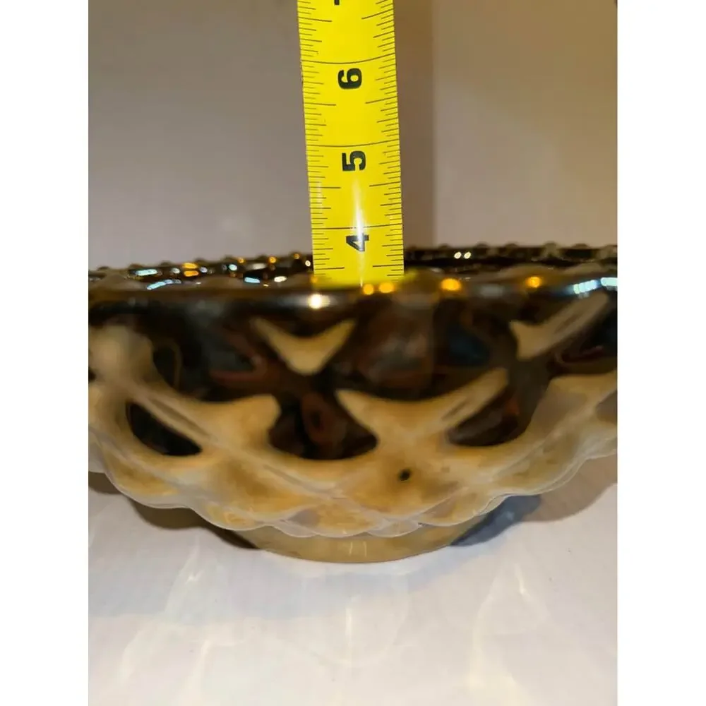 Pair of Gold Glass Diamond Pattern Bowls